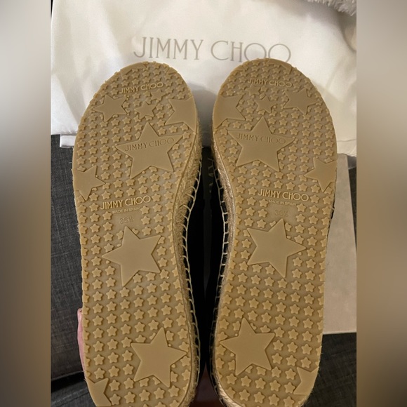 BRAND NEW Authentic JIMMY CHOO Black Lichi Flat Espadrilles US6.5 - Picture 4 of 6